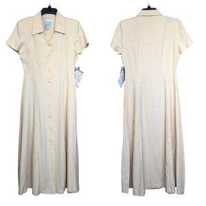 NWT Vintage David Benjamin Petite Button Front Short Sleeve Midi Dress Size 2